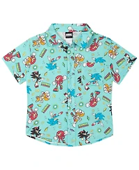 Sonic the Hedgehog Boy's (5-12) Short Sleeve Button-Down Shirt