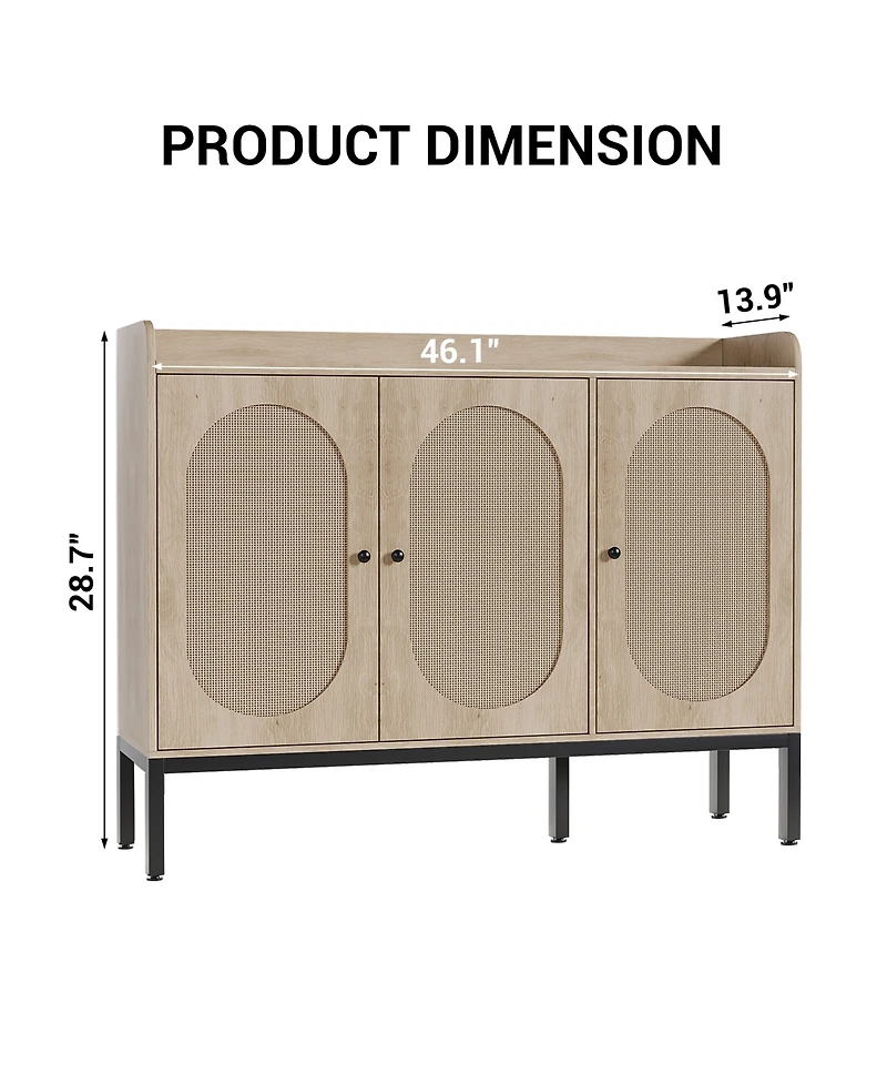 Homfan Rattan Shoe Cabinet with 3 Flip Doors – 8-Tier Freestanding Shoe Storage with Adjustable Shelves, Large Capacity Organizer