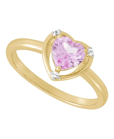Macy's Lab-Grown Pink Sapphire (1 ct. t.w.) & Lab-Grown White Sapphire (1/20 ct. t.w.) Ring in 14k Yellow Gold-Plated Sterling Silver
