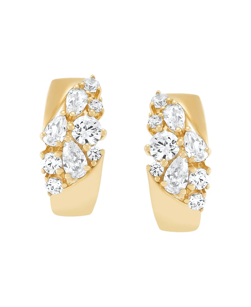 Macy's Lab-Grown White Sapphire (1-7/8 ct. t.w.) Hoop Earrings in 14k Yellow Gold-Plated Sterling Silver