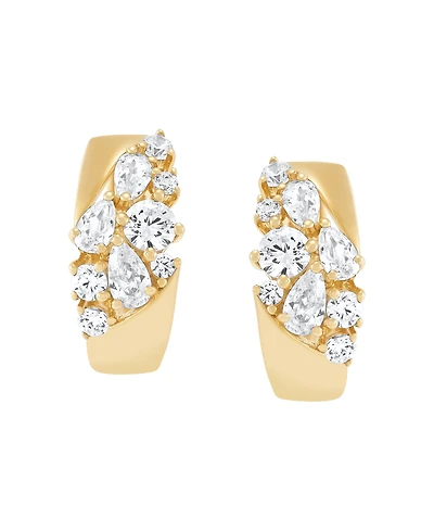 Macy's Lab-Grown White Sapphire (1-7/8 ct. t.w.) Hoop Earrings in 14k Yellow Gold-Plated Sterling Silver