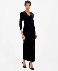 Anne Klein Women's Faux-Wrap Maxi Velvet Gown