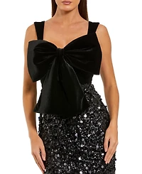 Mac Duggal Women's Sleeveless Sequin Midi Dress With Velvet Bow