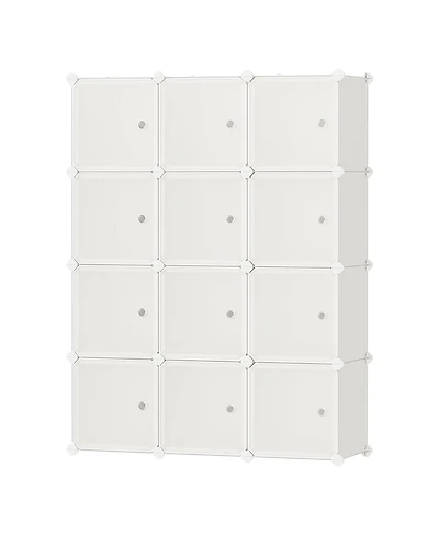 homfan 12-Cube Plastic and Metal Storage Cabinet, Space-Saving Organizer for Home and Office, Multiple Colors