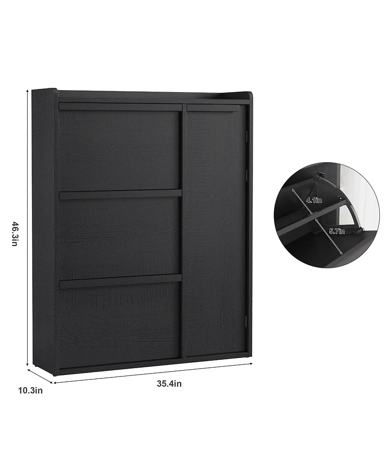 homfan Modern Shoe Storage Cabinet with 3 Flip Drawers and Single Door for Entryway, Hallway, and Living Room