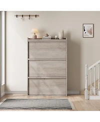 homfan Shoe Cabinet with 3 Flip Drawers - Hidden Wood Storage for Entryway Hallway Living Room