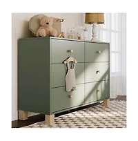 Storkcraft California 6-Drawer Double Dresser (Olive with Driftwood)