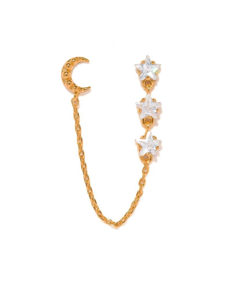 Girls Crew Crystal Lunar Link Double Stud Earrings