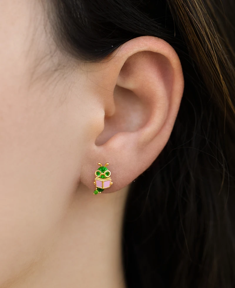 Girls Crew Crystal Bookworm Stud Earrings