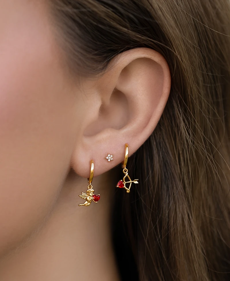 Girls Crew Crystal Cupid's Match Dangle Hoop Earrings