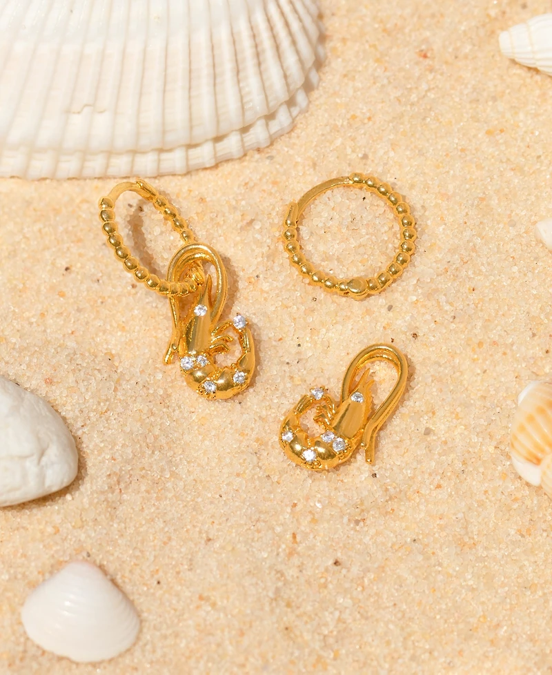 Girls Crew Crystal Shrimp Basket Detachable Hoop Earrings