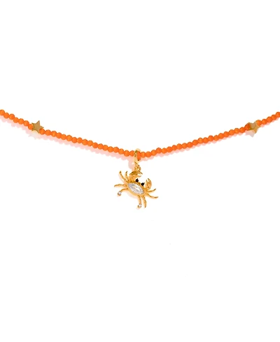 Girls Crew Crystal Sandy Crab Beaded Necklace