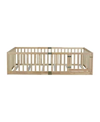 Clihome Floor Bed with High Fence Railings, with Door,6 Slats Included