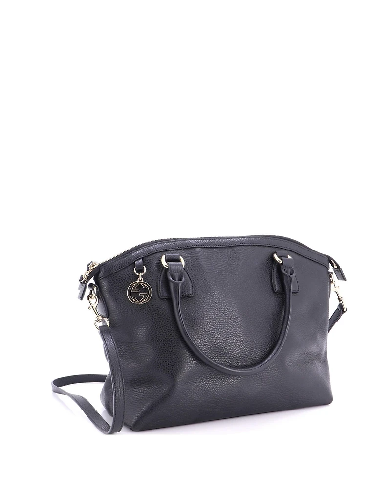 Pre-Owned Gucci Medium Gg Charm Convertible Dome Satchel Leather