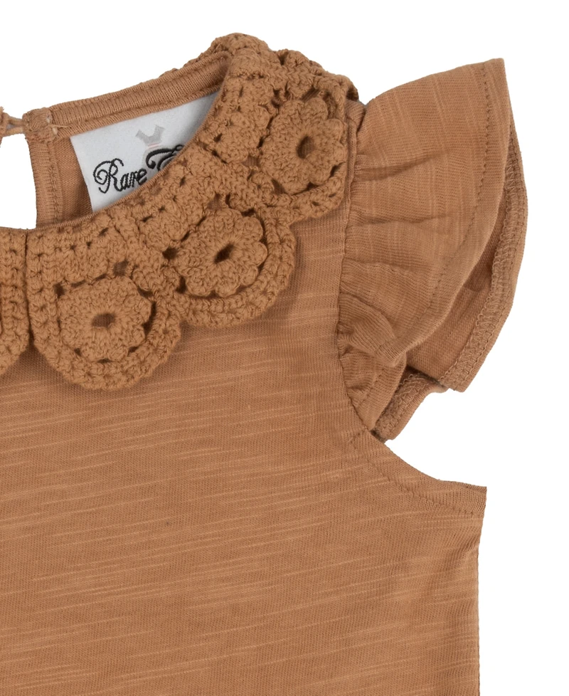 Rare Editions Toddler Girls' 2T-4T Crochet Collar Knit Top and Denim Skirt, 2-Piece Set