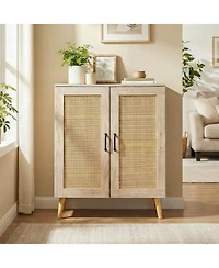 Slickblue Rattan Shoe Storage Cabinet 5-Tier with Adjustable Interior Shelves