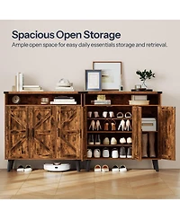 Slickblue Wooden Shoe Cabinet for Entryway with 3 Door Storage