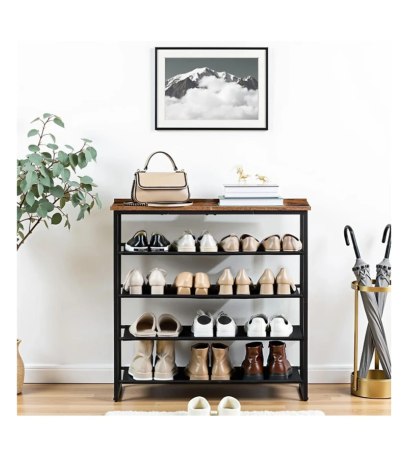 Slickblue Shoe Rack 5-Tier Storage Organizer with Oxford Cloth Shelves