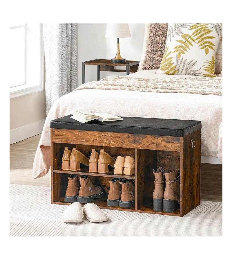 Slickblue Entryway Shoe Storage Bench with Flip-Top and Cushion