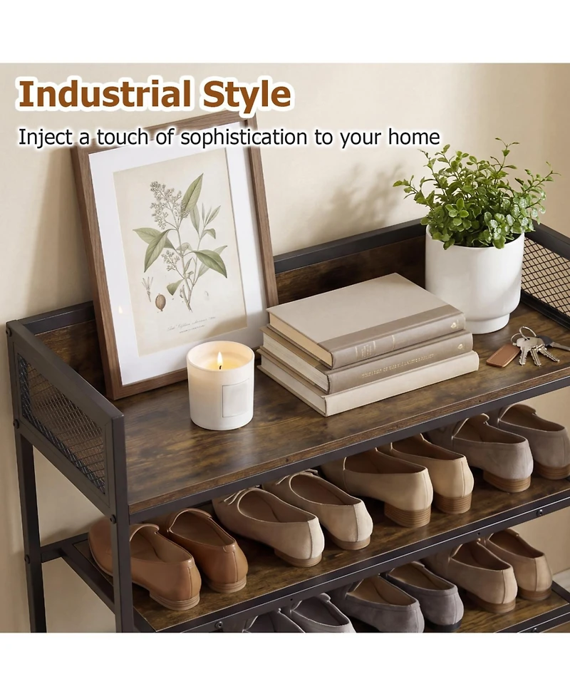 Slickblue 4-Tier Shoe Organizer Shelf with Metal Frame for Bedroom or Hallway