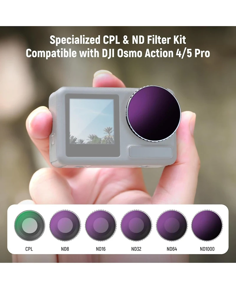 Neewer ND8 Camera Lens Accessory with Cpl, ND8, ND16 for select Dji Osmo Action models