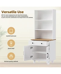 Flynama Farmhouse Pantry Cabinet with Drawer and Adjustable Shelves