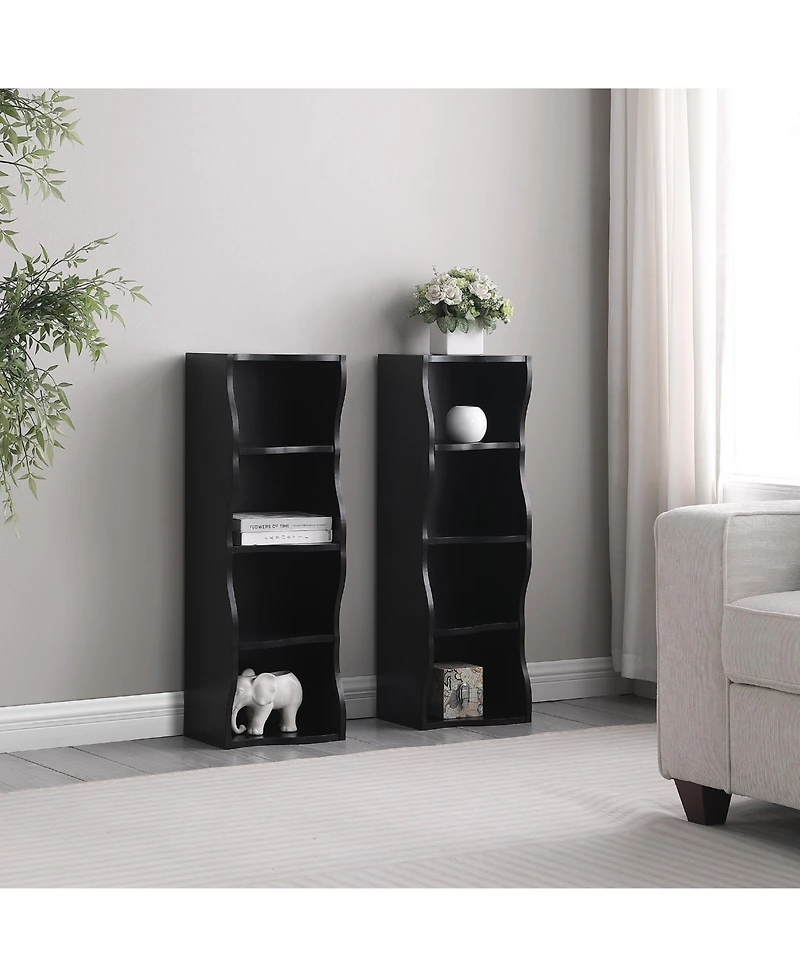 flynama Ultra-Thin 8-Tier Wavy Edge Combined Bookshelf Adjustable Partition Waterproof Mdf Storage Display Shelf