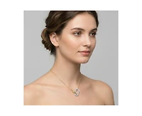 Rachel Glauber Radiant Cz Two-Tone Texture Interlocking Links Necklace