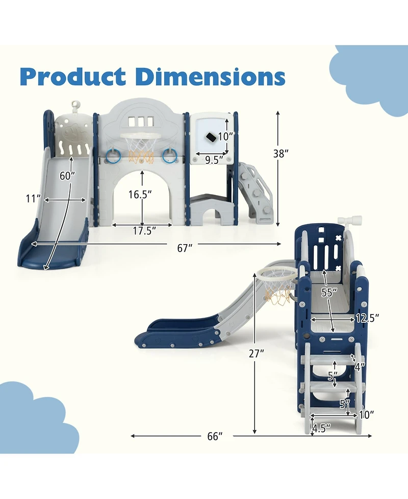 Slickblue 10-in-1 Kids Slide Playset with Climber Indoor Outdoor Fun Center