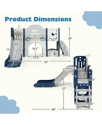 Slickblue 10-in-1 Kids Slide Playset with Climber Indoor Outdoor Fun Center