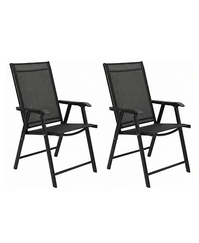 Clihome Outdoor Patio Chairs Set of 2 Stackable Portable for Deck, Garden, Camping and Travel