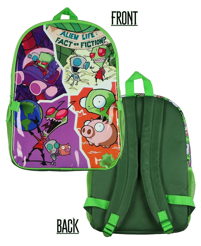 Invader Zim Nickelodeon 5 Piece Backpack with Lunch Box Water Bottle Pencil Case 16 Inch Book Bag