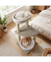 Gymax Carpeted Cat Tree 36'' Cat Tower With Comfy Plush Perches Scratching Posts