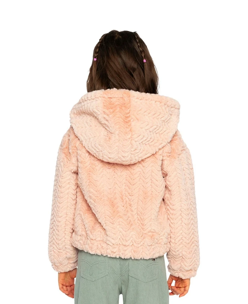 Deux par Deux Toddler Girl (2-5) Faux Fur Hooded Cardigan Pink