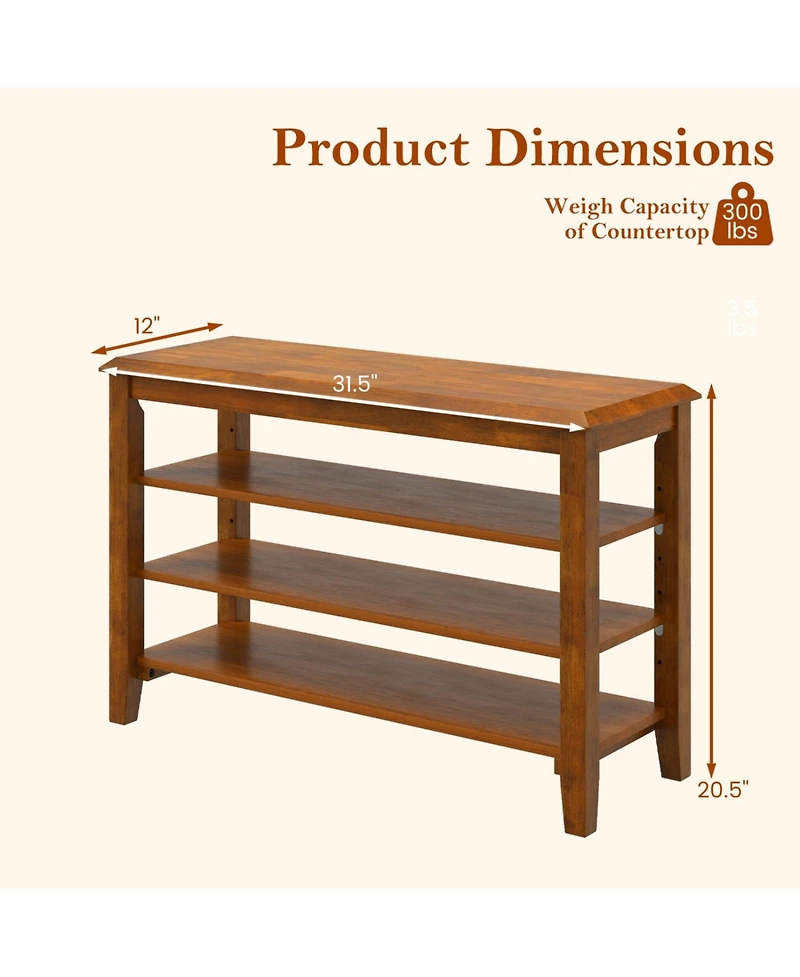 Slickblue Entryway Shoe Bench 3-Tier with Adjustable Storage Shelves