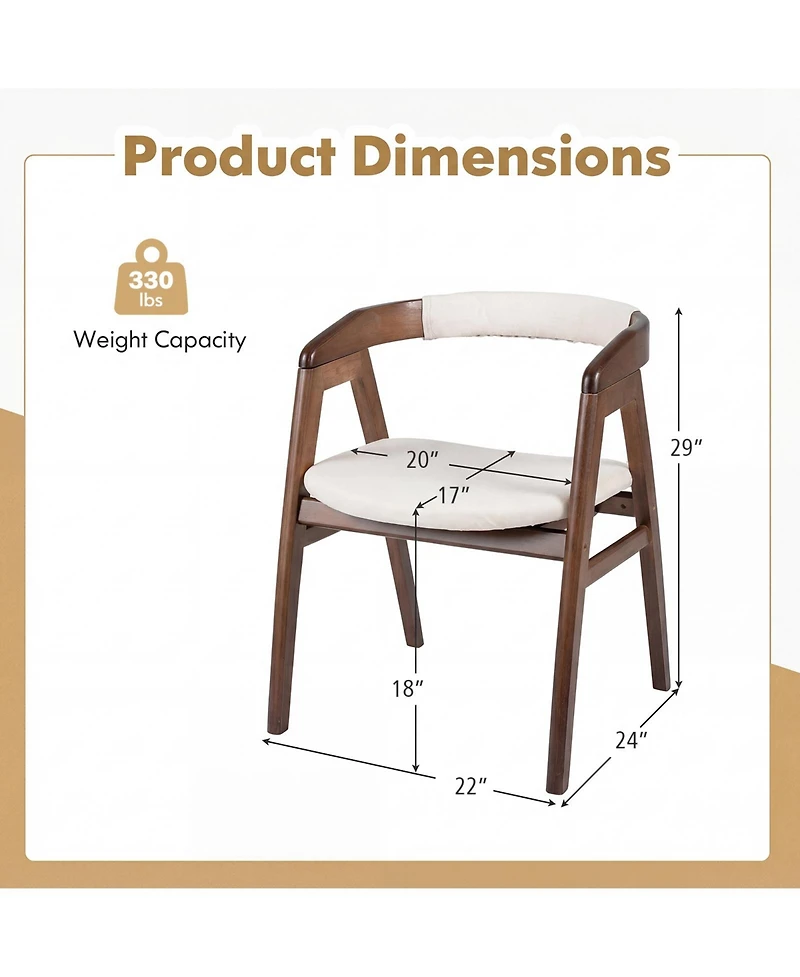 Gymax Set of 2 Leisure Bamboo Chairs Dining Chairs with Curved Back and Foot Pads