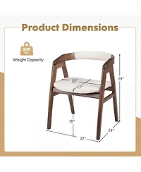 Gymax Set of 2 Leisure Bamboo Chairs Dining Chairs with Curved Back and Foot Pads