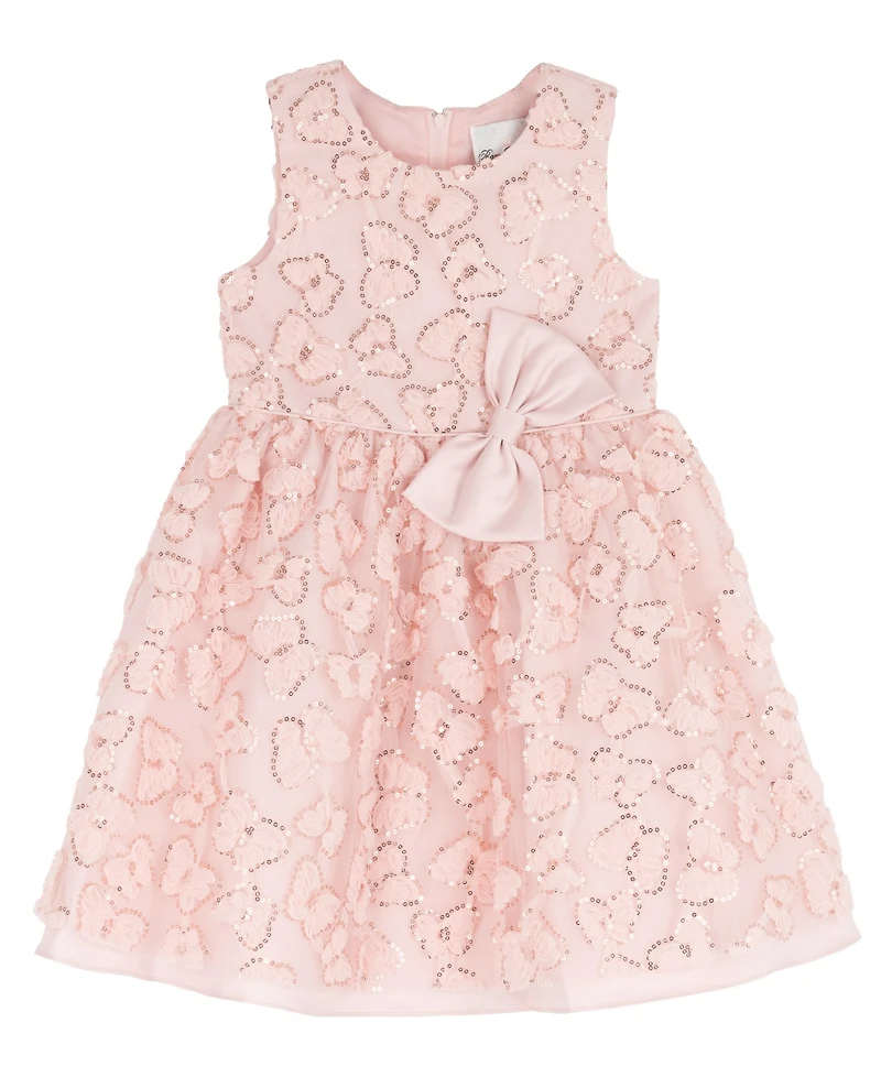 Rare Editions Girls' 2T-6X Butterfly Soutache Satin Bow Dress
