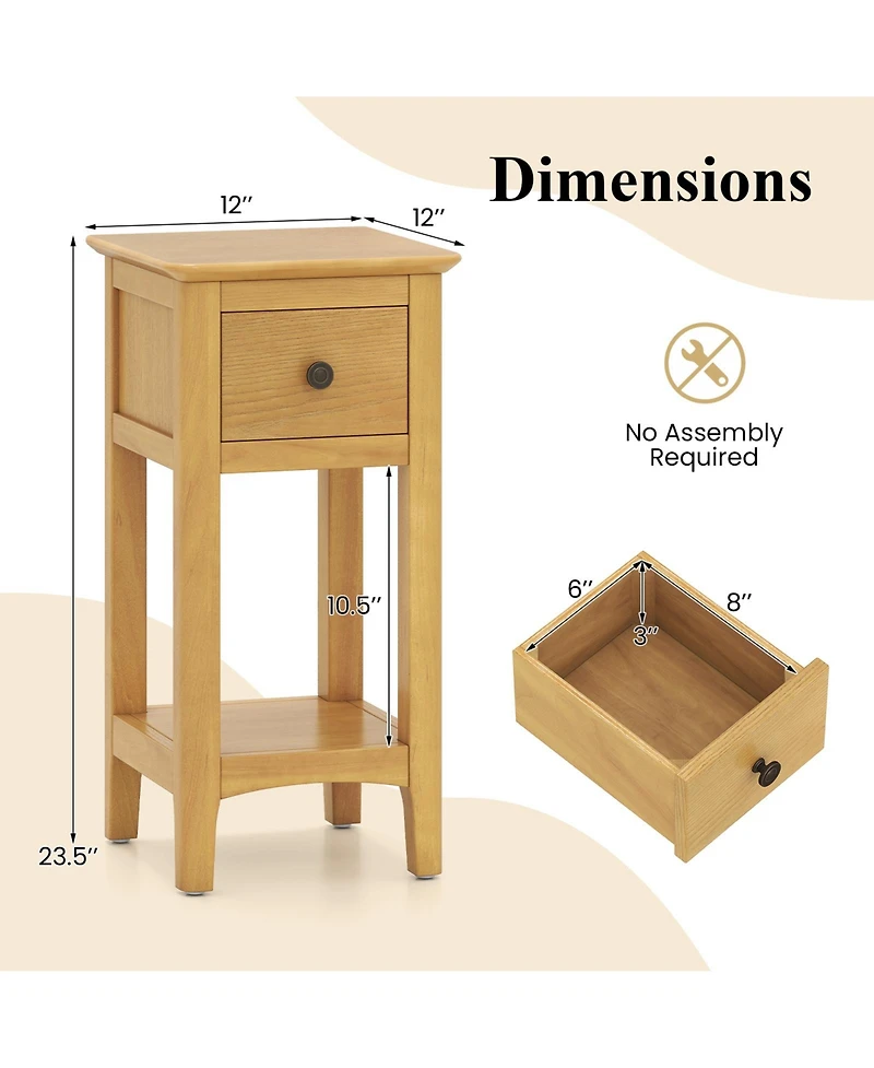 Slickblue 3 Tier Nightstand with Drawer and Open Storage Shelf for Bedroom