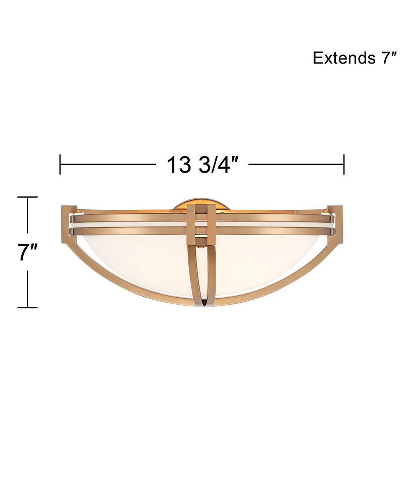 Possini Euro Design Deco Modern Wall Light Sconces Set of 2 Soft Gold Hardwire 13 3/4" Fixture Marbleized Glass for Bedroom Vanity