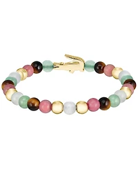 Lacoste Women's Matchpoint Green Adventurine Beads Gold-Plated Crocodile Bracelet
