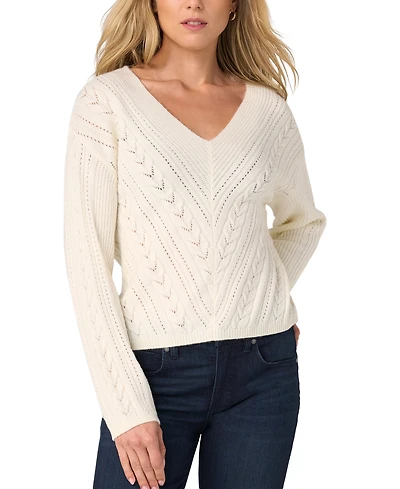 Liverpool Los Angeles Women's Long-Sleeve V-Neck Drop Shoulder Sweater