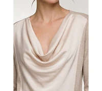 Liverpool Los Angeles Women's Cowl Neck Satin Front Sweater