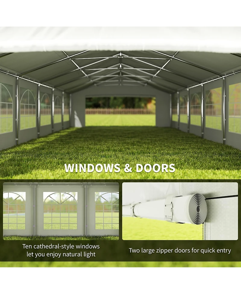 Outsunny 16' x 32' Heavy-duty Large Wedding Tent with Sidewalls
