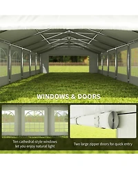 Outsunny 16' x 32' Heavy-duty Large Wedding Tent with Sidewalls