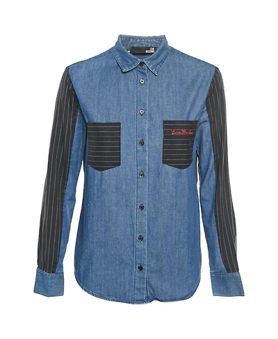 Pre-Owned Love Moschino Women's Beaded Cotton Belted Shirt