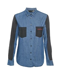 Pre-Owned Love Moschino Women's Beaded Cotton Belted Shirt