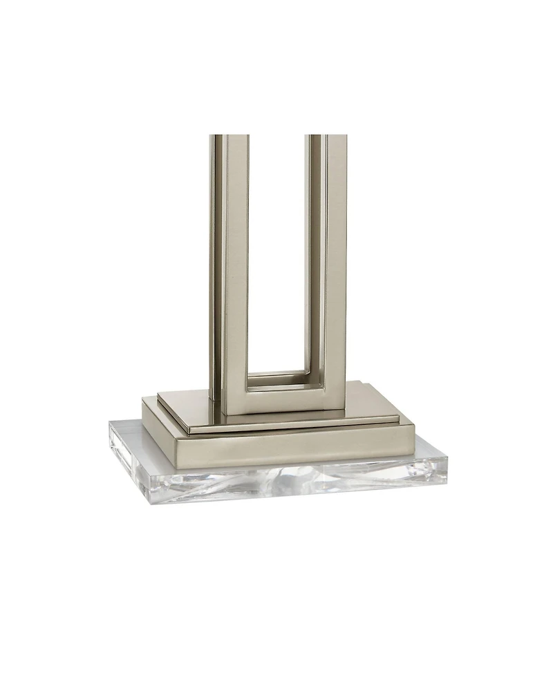 Possini Euro Design Modern Table Lamp with Clear Acrylic Riser 30" Tall Brushed Nickel Fabric Shade for Bedroom Living Room