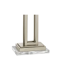 Possini Euro Design Modern Table Lamp with Clear Acrylic Riser 30" Tall Brushed Nickel Fabric Shade for Bedroom Living Room