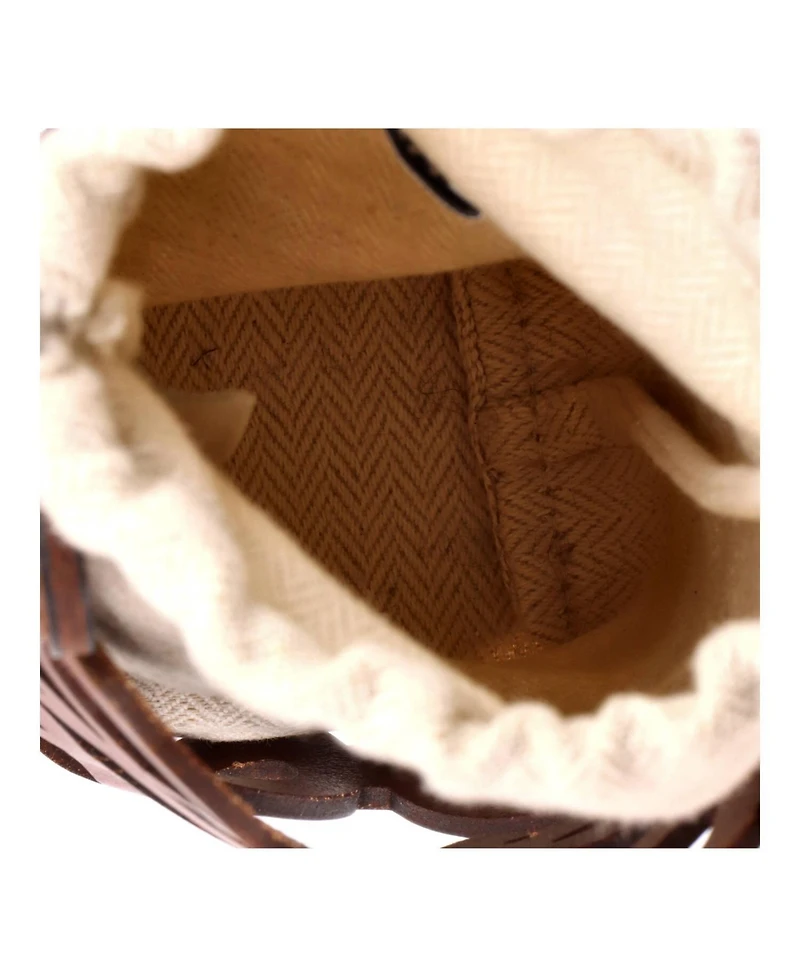 Pre-Owned Loewe Mini Anagram Drawstring Bucket Crossbody Bag Leather with Canvas